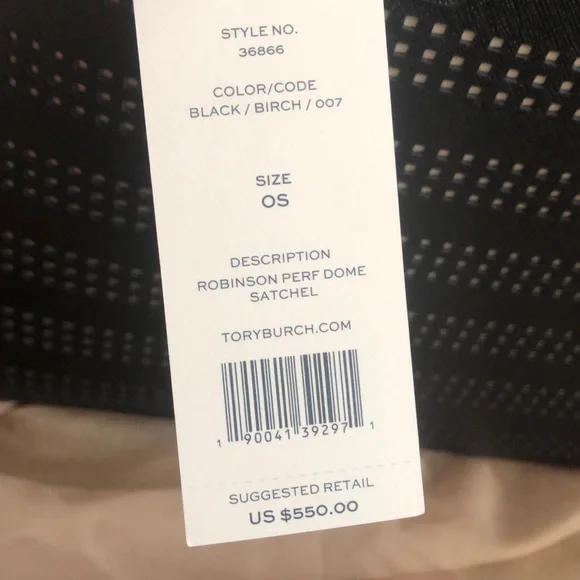 New Tory Burch Robinson perforated satchel bag black purse white $550 - Picture 5 of 6